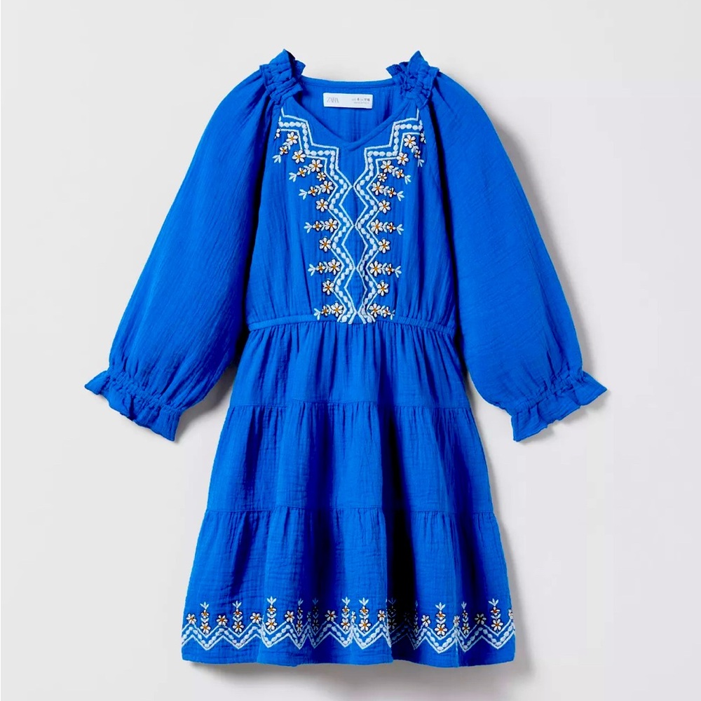 Zara Girl’s Textured Embroidered Dress 13/14 - NWT